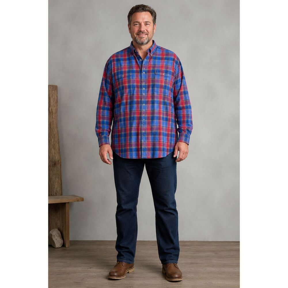 ✨Vtg High Sierra Plaid Shirt XXL Red Blue Long Sleeve 100%Cotton business casual